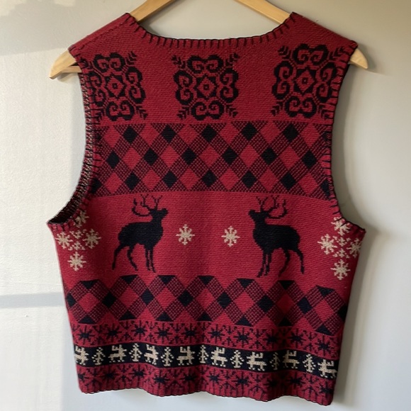 Woolrich Cottage Cabin Moose Zipper Sweater Vest - Picture 13 of 13